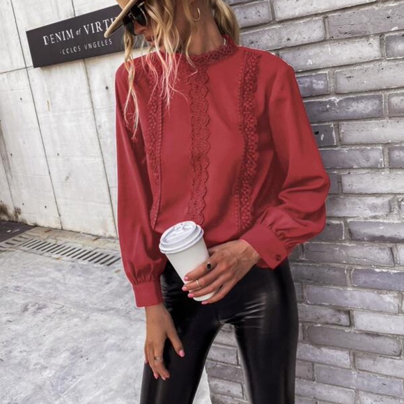 Luxe Classic Lace Solid Work Minimalist Top - Picture 6 of 10